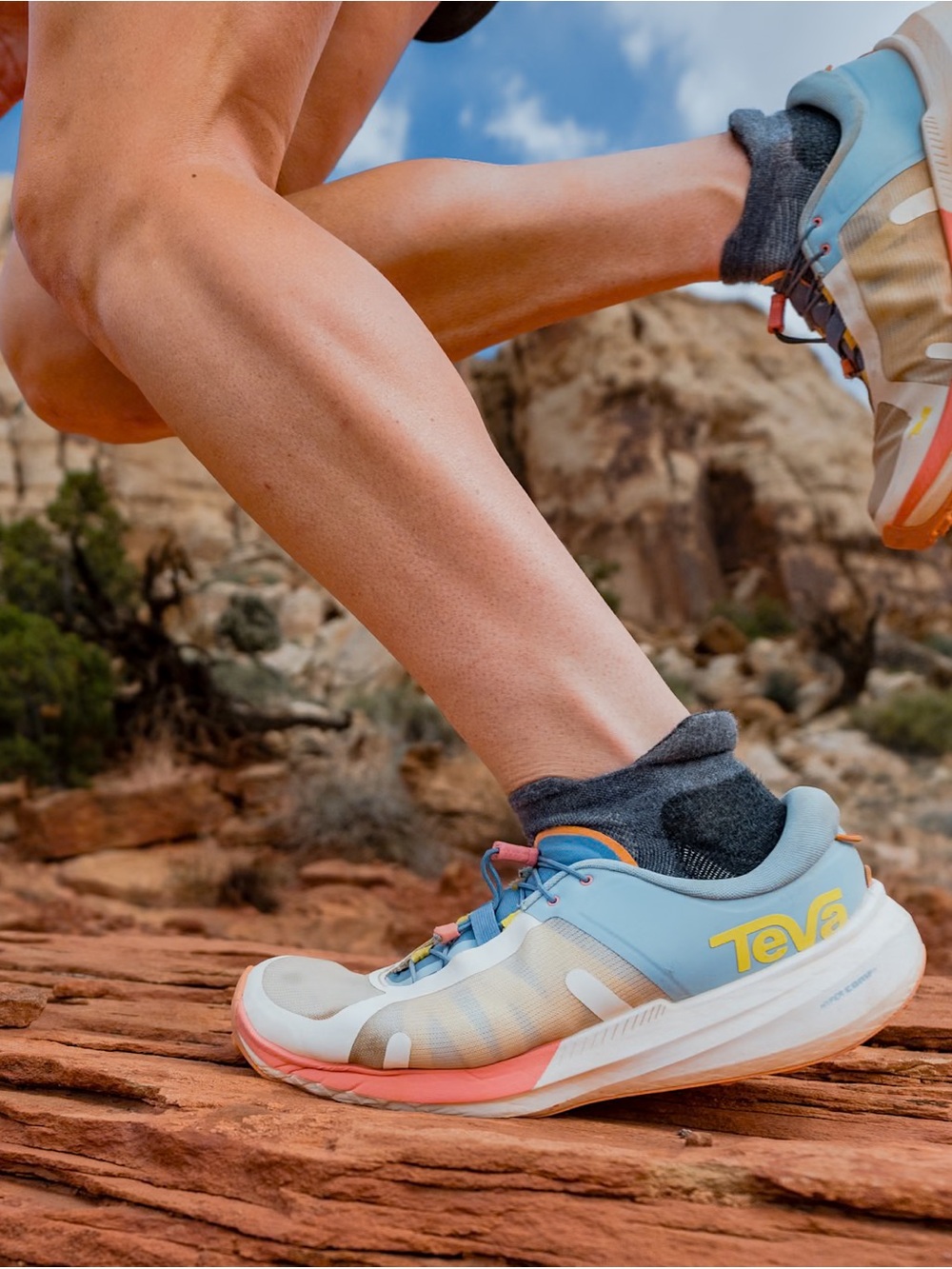 Teva Trailpeak Women's Light Blue and Coral Athletic Trail Shoes
